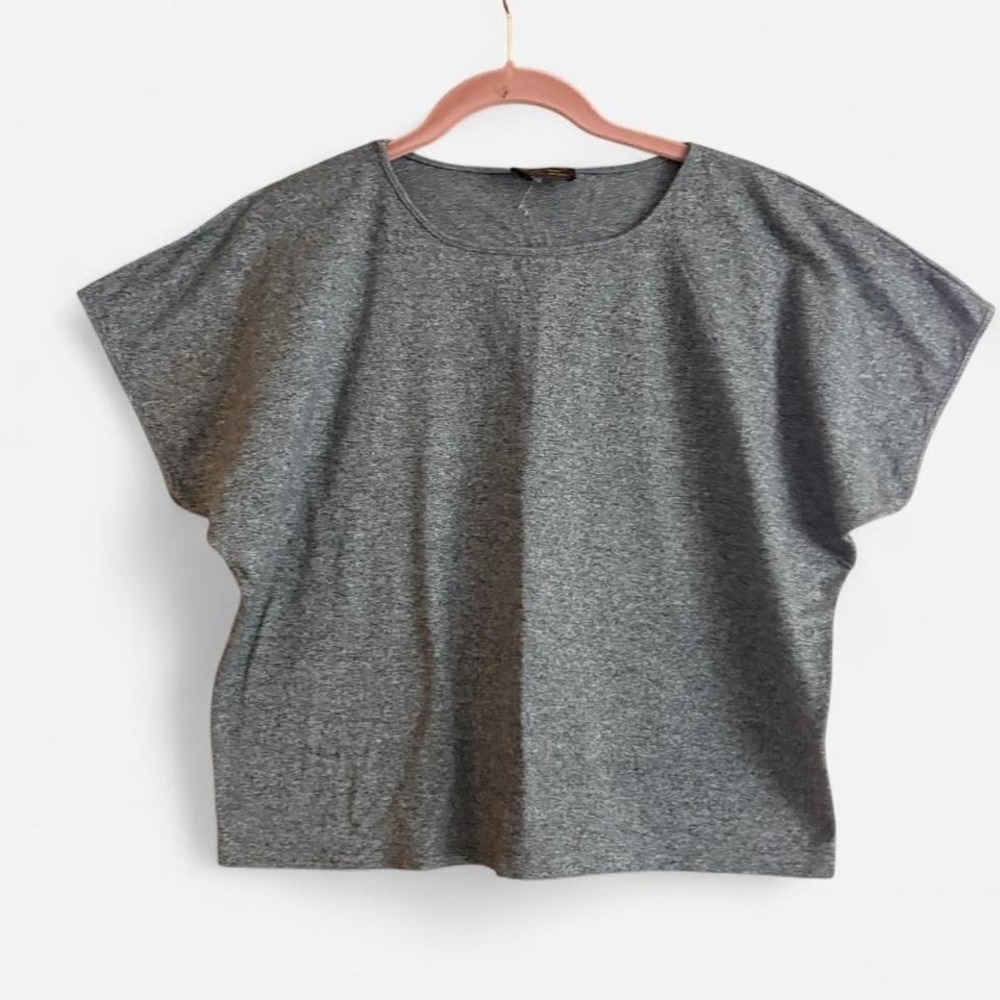 Epitome‎ 90s Boxy Cropped Top Shirt Drapey Dolman Gray Spacedye Slouchy M L